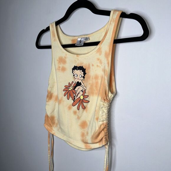 Betty Boop Women’s Cropped Tank Top Tie Dye Cinched Size Medium - Picture 2 of 5